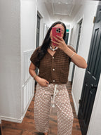 Cocoa Check Cardigan