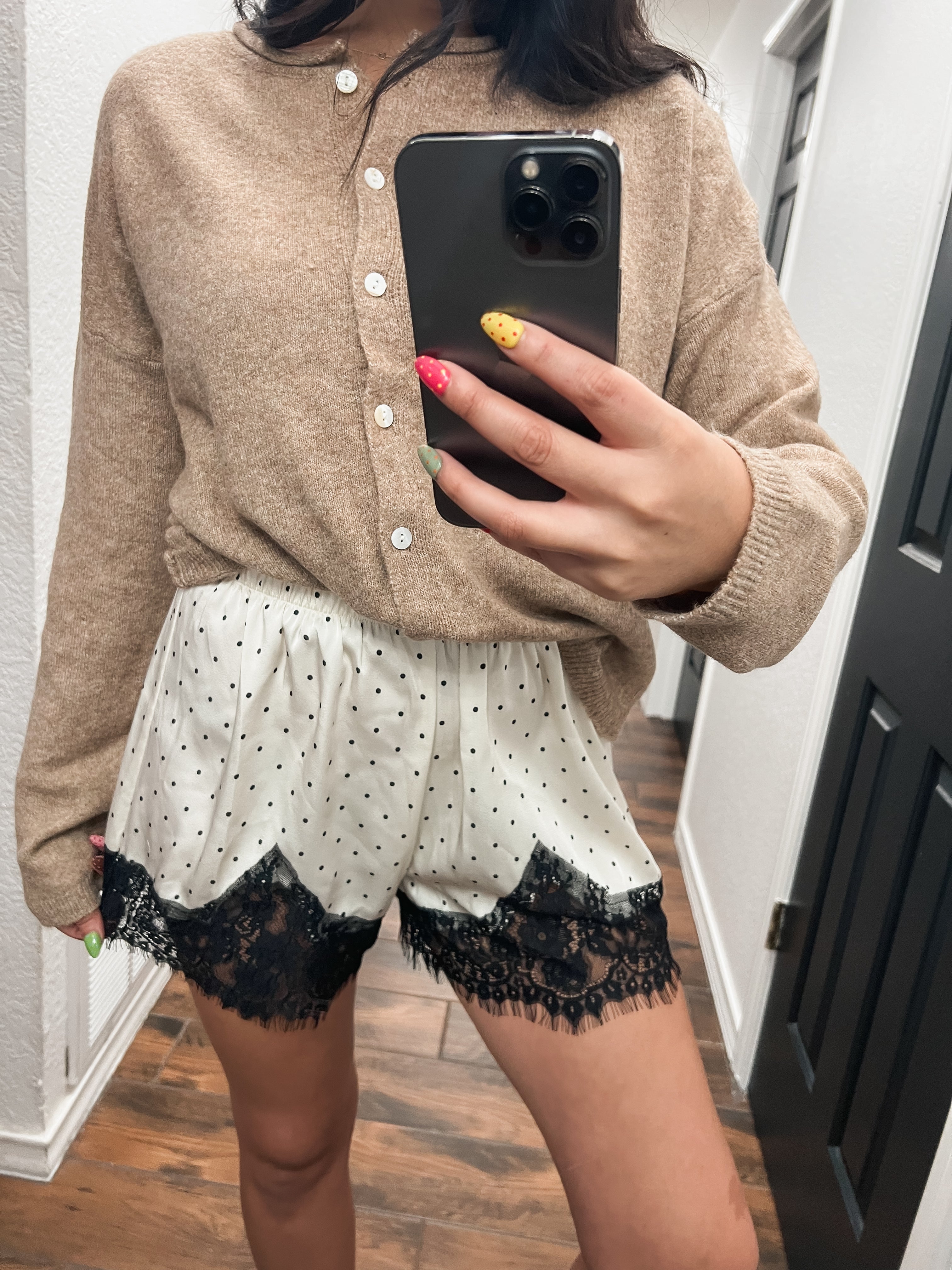 After Dark Polka Dot Silk Shorts