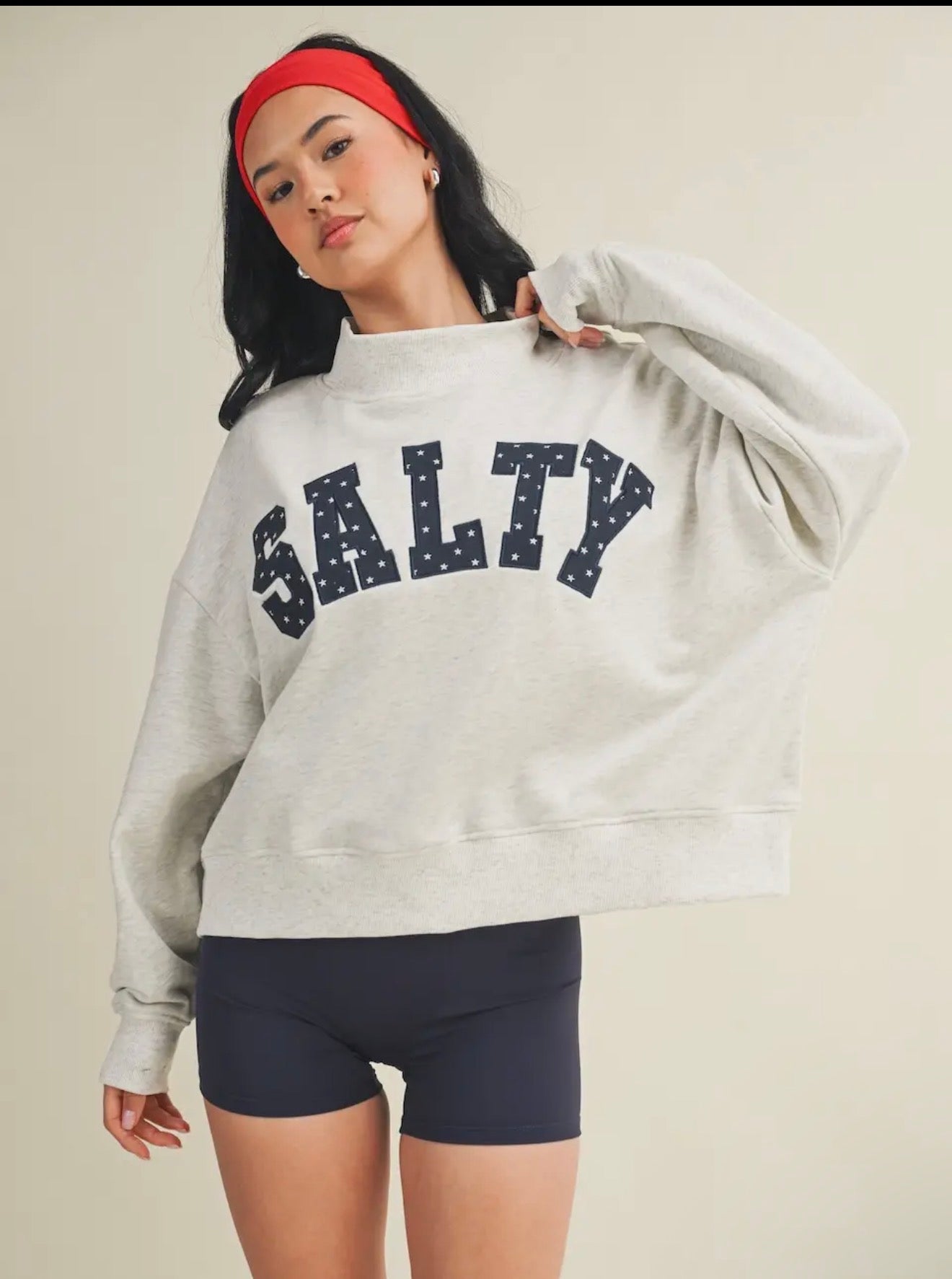 Salty Stars Oversized Mock Neck