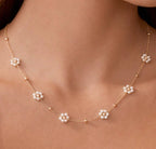 Daisy Pearl Necklace Tarnish Free