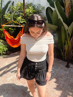 Flirty Twill Flare Shorts