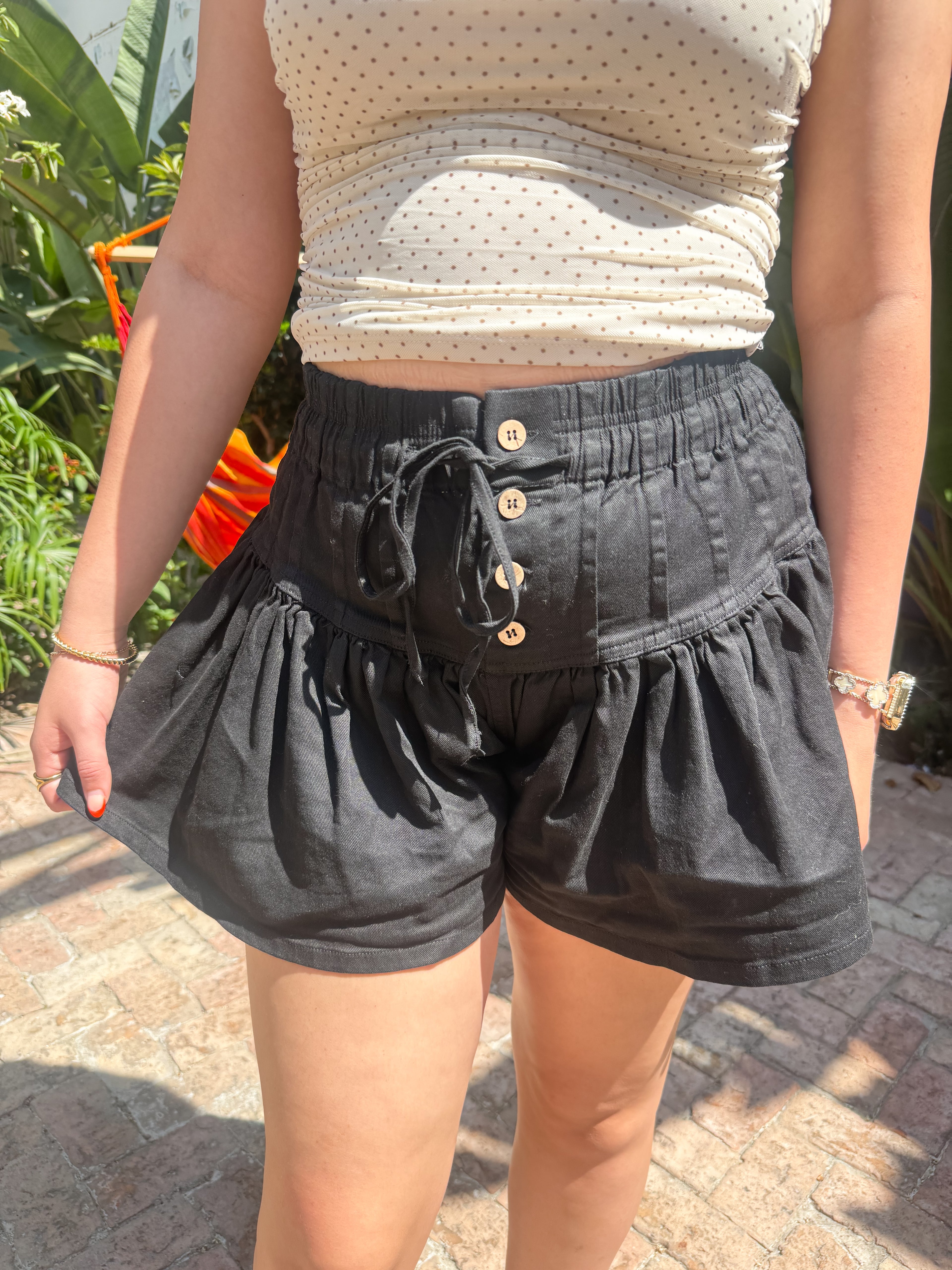 Flirty Twill Flare Shorts