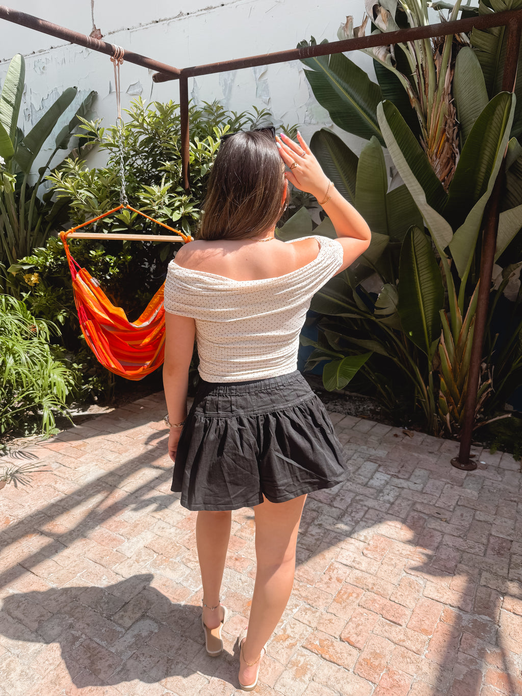 Flirty Twill Flare Shorts