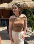 Mocha Off Shoulder Top