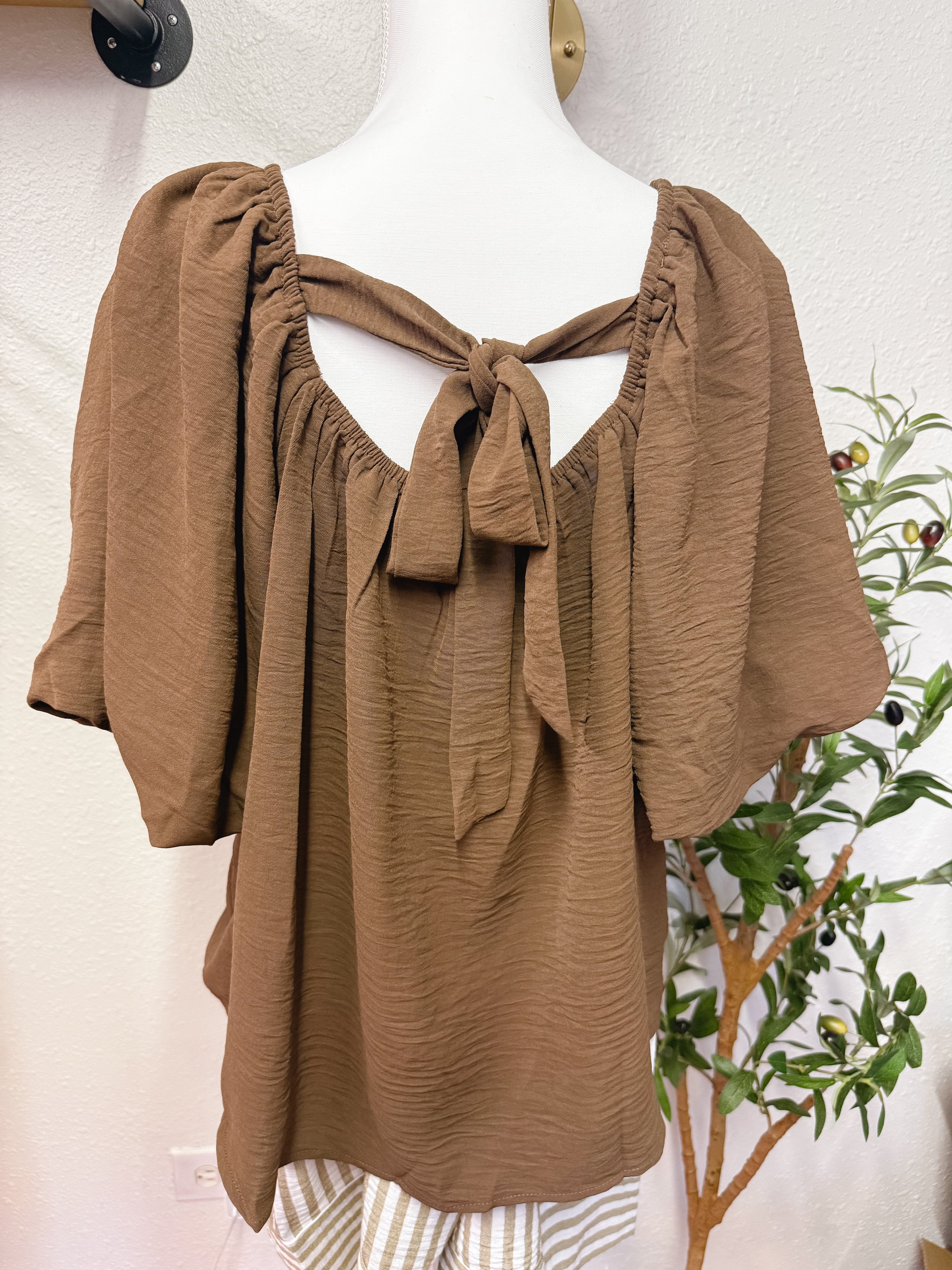PLUS Mocha Gauze Blouse
